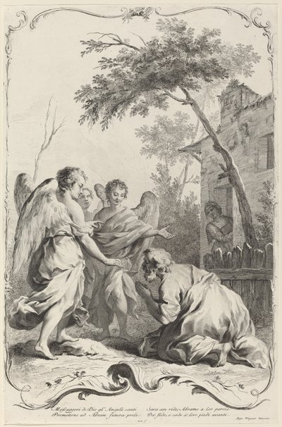 Abraham arrodillado ante los tres ángeles de Joseph Wagner