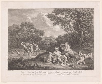 Paisaje con Baco y Sátiros danzantes y Ménades Otoño Autotuno (título sobre objeto) de Joseph Wagner