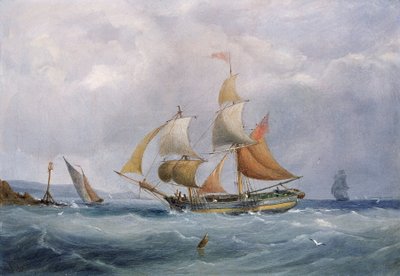 Un bergantín comercial entrando en la desembocadura del Avon, en Bristol (Inglaterra). Óleo sobre lienzo de Joseph Walter