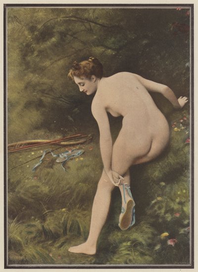 Artemisa, diosa de la caza (litografia en color) de Joseph Wencker