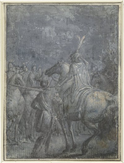 Comandante del ejército a caballo con otros jinetes
Grupo de ilustraciones similares con caballeros y jinetes (título de la serie) de Joseph Werner