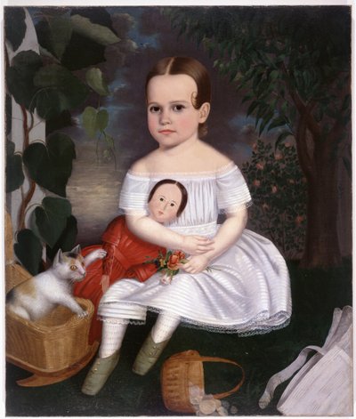 Retrato de niña de Nueva Inglaterra por Joseph Whiting Stock de Joseph Whiting Stock