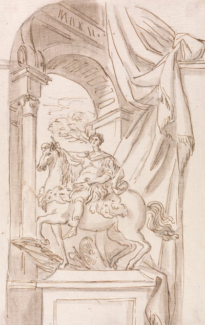 Estudio de la estatua de Carlomagno de Agostino Cornacchini, Basílica de San Pedro, Roma de Joseph Wilton