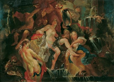 El Baño de Diana (Reverso: La Educación del Niño Baco) de Joseph Winterhalder d. J.