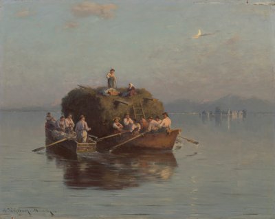 Barco de heno en el Chiemsee de Joseph Wopfner