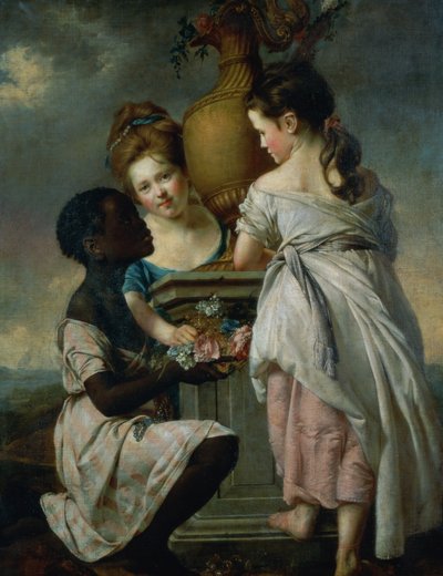 Una conversación entre chicas, o Dos chicas con su sirviente negro, 1770 de Joseph Wright of Derby