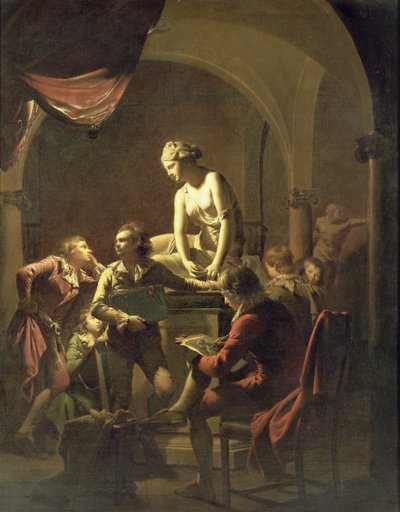 Una academia a la luz de las lámparas, c.1768-69 de Joseph Wright of Derby