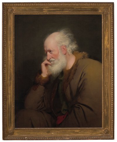 Un anciano, de medio cuerpo, con un abrigo forrado de pieles de Joseph Wright of Derby