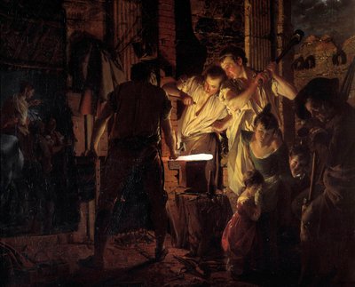 Taller de herrero en el siglo XVIII de Joseph Wright of Derby