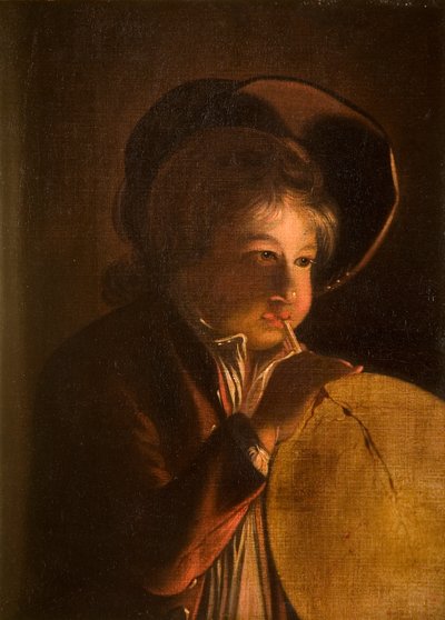 Niño soplando una vejiga a la luz de las velas de Joseph Wright of Derby