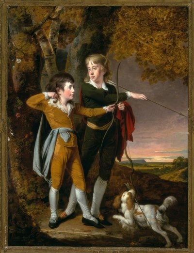 Niños practicando tiro con arco de Joseph Wright of Derby