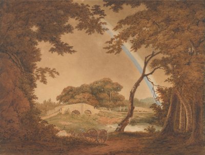 Paisaje con arco iris, vista cerca de Chesterfield de Joseph Wright of Derby