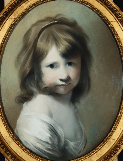 Retrato de Harriet Wright, la hija del artista, de niña, busto, mirando sobre su hombro derecho de Joseph Wright of Derby