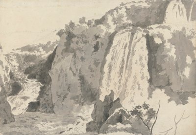 Paisaje rocoso con cascadas de Joseph Wright of Derby