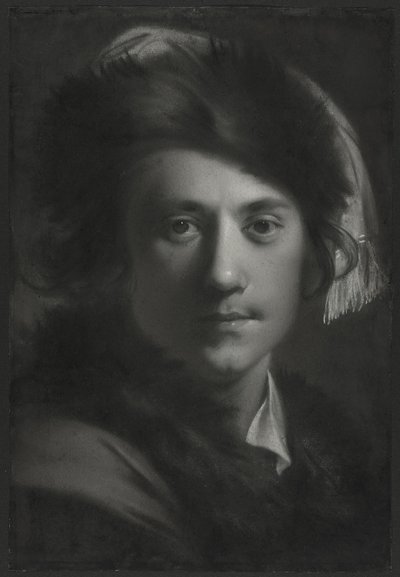 Autorretrato con gorro de piel de Joseph Wright of Derby