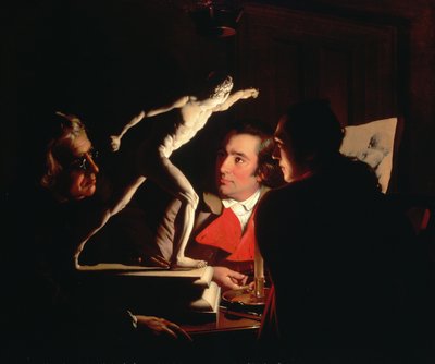 Tres Personas Observando al Gladiador a la Luz de las Velas, c.1764-65 de Joseph Wright of Derby