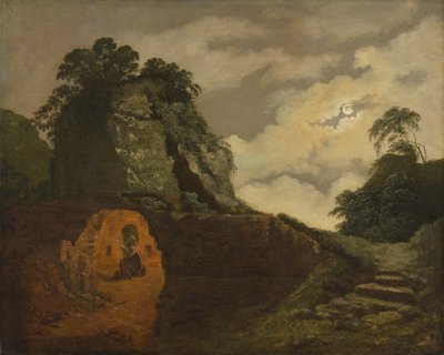 Tumba de Virgilio a la luz de la luna, con Silius Italicus de Joseph Wright of Derby