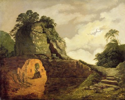 La tumba de Virgilio a la luz de la luna con Silius Italicus de Joseph Wright of Derby