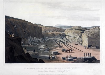 Vista interior de las canteras de granito de Devon Haytor, grabado por Robert Havell (1793-1878) 1825 de Joseph after Cartwright