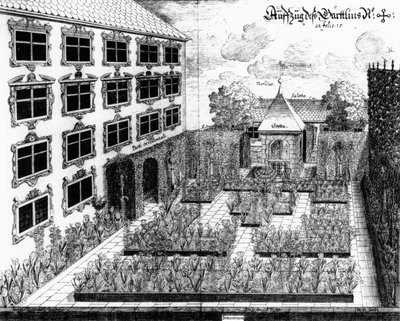 Diseño para el jardín de Furttenbach en Ulm, de Architectura Privata, grabado por Jonas Arnold (1600-69), publicado 1641 de Joseph after Furttenbach