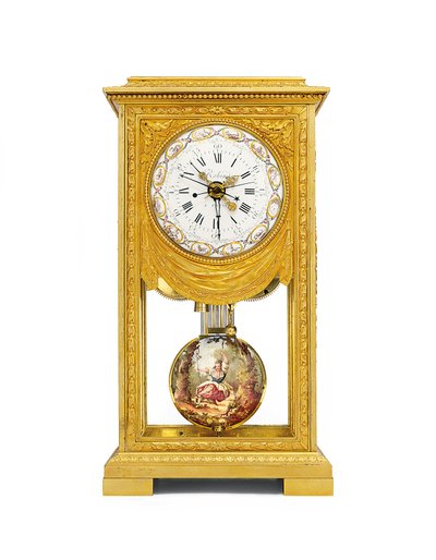 Regulador de chimenea de tiempo medio y solar de Luis XVI con remontoire de Joseph and Robin Robert  Coteau