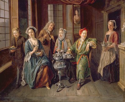 Una fiesta del té, c.1720 (óleo sobre lienzo) de Joseph van Aken