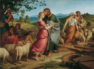 Jacob se encuentra con Raquel en los rebaños de su padre de Joseph von Fuhrich