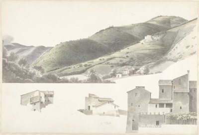 Paisaje y algunas casas cerca de Tivoli de Josephus Augustus Knip