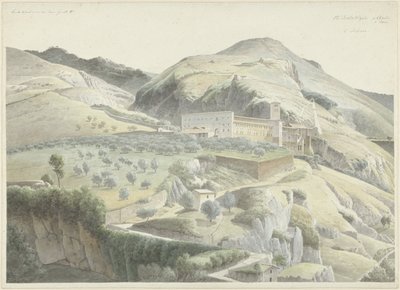 Paisaje con monasterio cerca de Subiaco de Josephus Augustus Knip