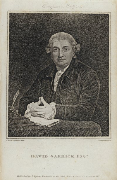 David Garrick, actor, dramaturgo y director de teatro inglés de Joshua (after) Reynolds