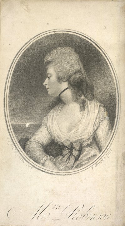 Sra. Robinson. Mary Robinson, de soltera Darby, conocida como Perdita (1758-1800). Actriz, poetisa y novelista inglesa. Primera amante pública del rey Jorge IV cuando aún era príncipe de Gales. Retrato, según Sir Joshua Reynolds. de Joshua (after) Reynolds