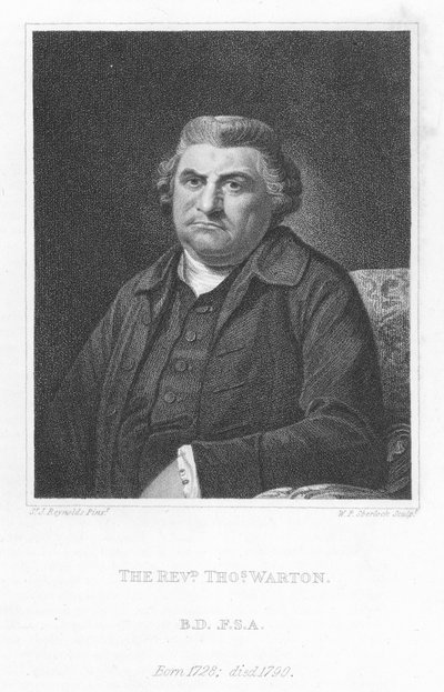 El reverendo Thomas Warton, historiador literario, crítico y poeta inglés de Joshua (after) Reynolds