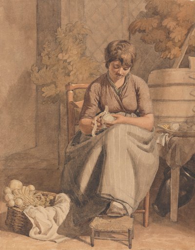 Una chica pelando verduras de Joshua Cristall