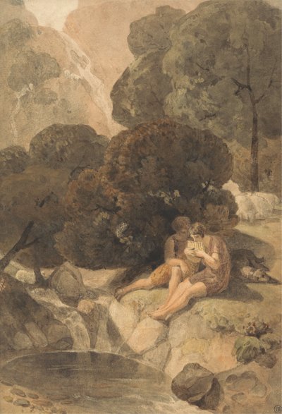 Pastores de Arcadia junto a un estanque de Joshua Cristall