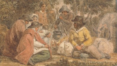 Campesinos reunidos en torno a una olla de Joshua Cristall