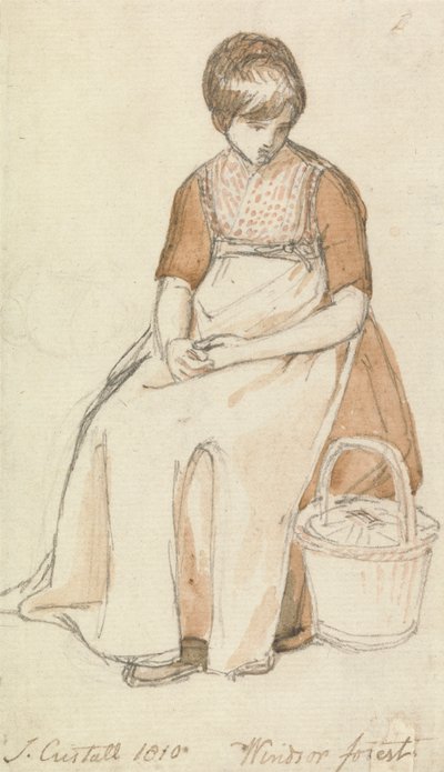 Niña sentada con una cesta de Joshua Cristall