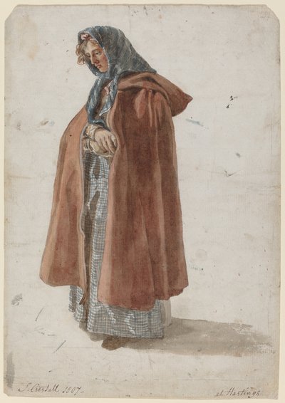 Joven con pañuelo y capa en Hastings de Joshua Cristall
