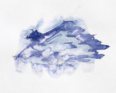 Montañas en acuarela azul de Joshua Hoskins
