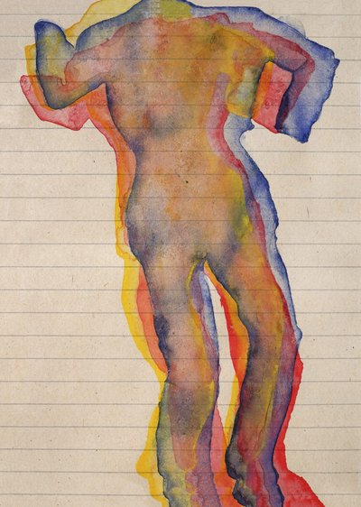 Figura en capas de colores de Joshua Hoskins
