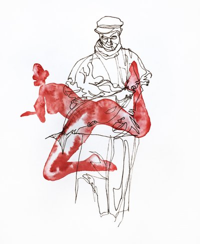 Pescador desnudo de rojo de Joshua Hoskins