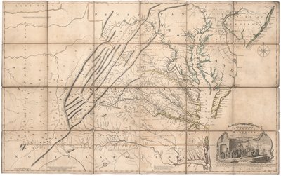 Mapa de la parte habitada de Virginia por Fry y Jefferson de Joshua & Jefferson Peter Fry