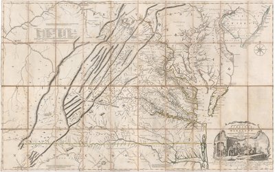 Mapa de la parte más habitada de Virginia por Fry y Jefferson de Joshua & Jefferson Peter Fry