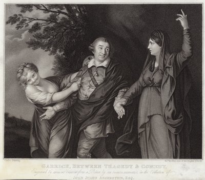 Garrick entre la tragedia y la comedia de Joshua Reynolds