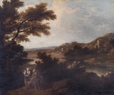 Paisaje con la Huida a Egipto (óleo sobre lienzo) de Joshua Reynolds
