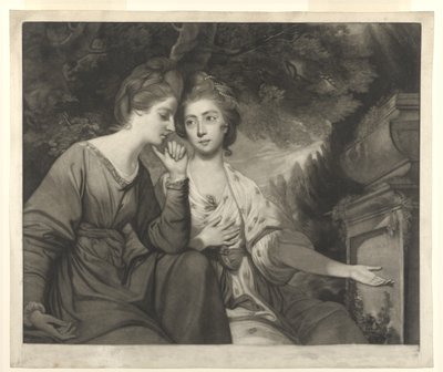 Sra. Harriet Bouverie y Sra. Frances Ann Crewe, grabado por Giuseppe Marchi, 1770 de Joshua Reynolds