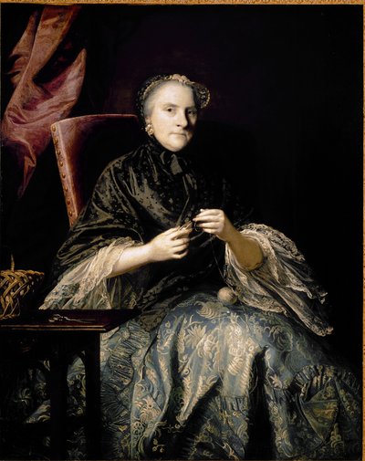 Retrato de Anne, segunda Condesa de Albemarle haciendo nudos de Joshua Reynolds