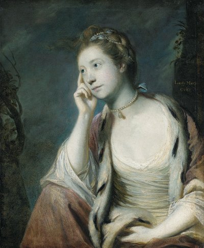 Retrato de Lady Mary Coke, medio cuerpo, con una capa roja adornada con armiño de Joshua Reynolds