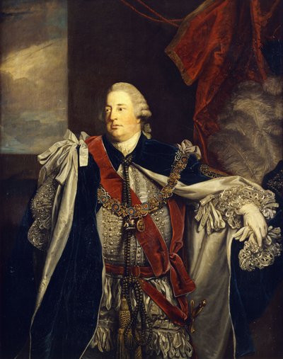 Retrato de William Augustus, duque de Cumberland, de pie tres cuartos de longitud, con ropas de la Orden de la Jarretera de Joshua Reynolds