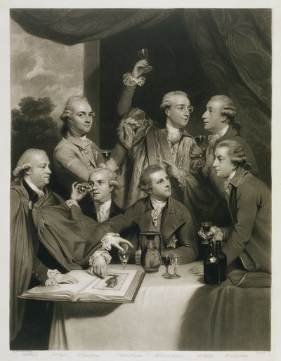 Sir William Hamilton (1730-1803) con otros Conocedores, Reunión de la Sociedad de Diletantes de Joshua Reynolds