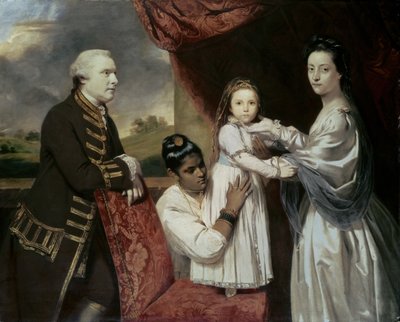 Tysoe Saul Hancock, su esposa Philadelphia, su hija Elizabeth y su criada india Clarinda, c.1763-65 de Joshua Reynolds